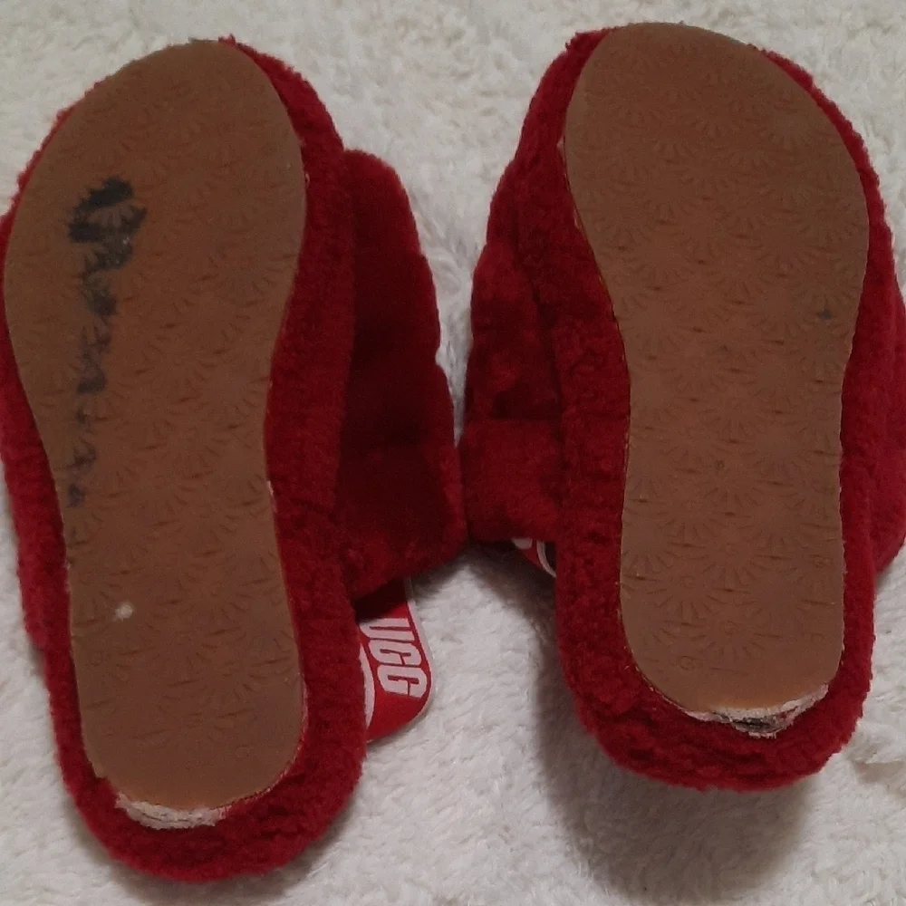 UGG Red Plush Slide Slippers